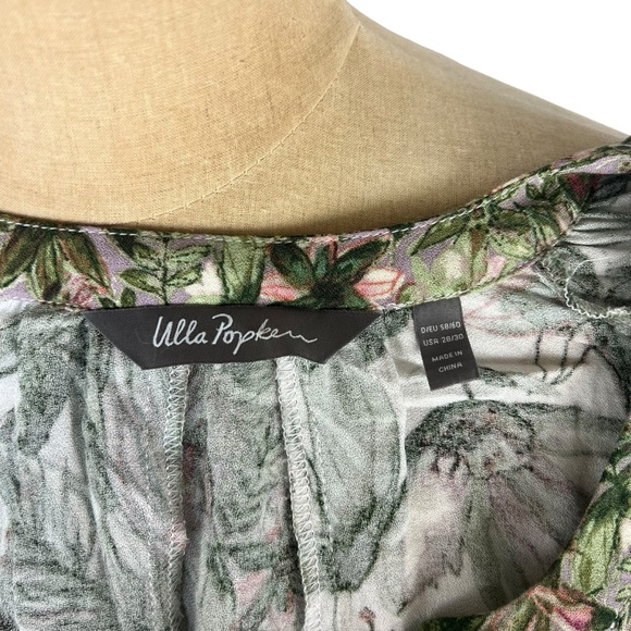 Ulla Popken botanical multicolored print long sleeve tunic top SZ 28 - Picture 6 of 11